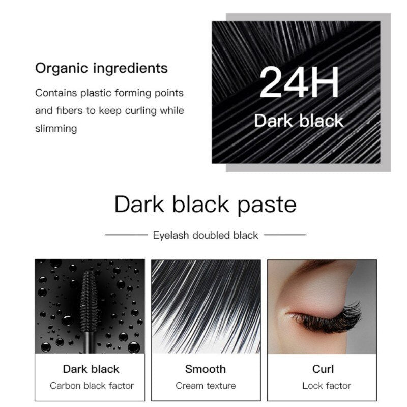 Black Natural Curling Mascara Waterproof Eyes Makeup Longwear Eyelashes Sweat-proof Lengthening False Lashes Maquiagem Thick